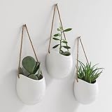 Kazai. Macetas de Pared -Ellie- | Macetas Colgantes De Cerámica | 3 Piezas | Decoración de Pared para Interiores, Balcones y Jardines | Blanco (Brillante)