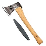 4betterdays.com NATURlich leben! Hacha con Mango de Fresno - incluida una Piedra de afilar - Hecha a Mano en Alemania