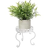 SUMNACON 1 soporte de metal para plantas de arte, soporte para macetas para interiores y exteriores, color blanco (no incluye planta)