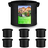 XVZ Bolsas para Plantas, 6 Unidades 20L Bolsas de Tela no Tejida para Plantas, Tomates, Fresas, Pimientos, Zanahorias - 5 Galones Negro