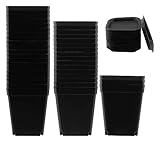 YIXNSW 40 macetas rectangulares de 7 x 5 cm, de plástico, pequeñas, negras, para decoración interior y exterior, de plástico, con bandeja de goteo