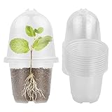 Nivofu 10 Juegos Macetas para Viveros con Cúpula Cubrir, Macetas de Semillas con Orificio, Pequeñas Portátil Macetas Plastico Suaves Transparente, para Semillas Plantas Suculentas Flores Vegetales