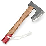 Hacha japonesa con diseño único de rodamientosHoja de acero laminado y mango de madera resistente.