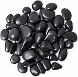 LATERN 1KG Guijarros Naturales, Piedras de Río Pulidas Negras Guijarros Decorativos Rocas de Rio para Plantas de Bambú, Peceras, Rellenos de Jarrones, Jardín de Hadas, Decoración de Acuarios