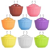 8 macetas de Resina Colorida para Colgar en la Pared, para Colgar en la Pared, para Colgar en la Ventana, para Interiores y Exteriores, para Cocina, Hierbas, balcón, barandilla, Valla, Dormitorio