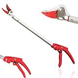 FISHTEC Podadora Mango largo con Pinza de sujeción de aluminio - Tijeras de podar - Cortarramas largo - con Cierre de seguridad - Longitud 64 cm