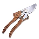Tijeras de Podar para Jardinería: YOYIAG Tijeras Podar Pequeñas Portátiles Hoja SK5 de 50 mm Afiladas, Tijeras Podar Profesional Duraderas con Mango de Grano de Madera para Podar Ramas, Flores