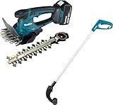 Makita DUM604RFX1 - Tijeras de césped (18 V, 3,0 Ah, 1 batería y Cargador, Incluye alargador de Mango con Rueda)