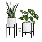 O'woda Soporte para Plantas de Hierro, Soporte de Maceta Expandible, para Exhibición de Flores, Estante para Interiores y Exteriores, 21-30 cm, Negro