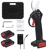 Vinteky Tijeras de Podar Inalámbricas, Tijeras de Podar Eléctricas Profesionales con 2 Baterías de Litio de 3000 mAh, 30mm Tijera de Podar Adecuado Para Jardín Huerto Parque (Negro)