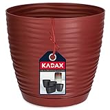 KADAX Maceta con platillo, macetero para interior, ligero, de plástico, para flores, plantas, hogar, habitaciones, (15 cm, rojo oscuro)