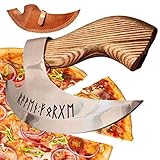 Pizza, Cortador Pizza Multiusos Para Cortar Incluso Pizza, Pizza Acero Vikingo Con Mango Madera, Hacha Cortadora Pizza A Prueba Óxido