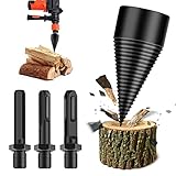 Broca de partida de madera, divisor de troncos para máquina de leña de calefacción, broca cónica, broca de madera multifunción para cortar troncos, con 3 asas de perforación (42 mm)