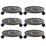 vidaXL 6X Soporte con Ruedas para Plantas Terraza Balcón Macetero Macetas Decoración Jardinera Florero Hogar Bricolaje Plástico Color Bronce 30 cm