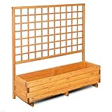 GASPO Jardinera con Enrejado Hellbrunn | Color Miel, de Madera Maciza | L 136 cm x W 37 cm x H 140 cm, Maceta para balcón y jardín