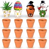 Ulikey Super Mini Macetas de Terracota, 16 Piezas Maceta de Pequeñas, 3cm Macetas Suculentas, Macetas de Plantas de Flores, Maceta de Jardinería, Mini Macetas de Terracota para Plantas Semillas Cactus