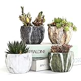 SUN-E de Estilo Moderno Marbling cerámica Tiesto Suculento/Cactus Maceta Macetas Macetas Bonsai de contenedores con el Agujero de 8,5 cm Idea Perfecta del Regalo (4 En Set)