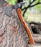 JNR Traders Hacha de acero de Damasco con vaina de 16 pulgadas, hecha a mano, 352 capas, hacha de camping, hacha Tomahawk, para lanzar madera, cortar y dividir hacha AX-2217