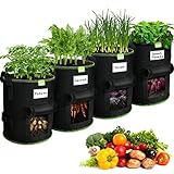 SIMBOOM Bolsa de Cultivo 4 Piezas, 30L Bolsas para Plantas Maceta de Tela para Papas Tomates Fresas