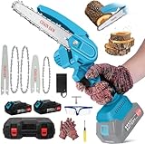 Mini Motosierra Bateria 6 Pulgadas 4 Pulgadas, LIFOCI Motosierra Eléctrica de Mano Pequeñas Portátil Inalámbrica para Podar Jardinería, 2 x 2000 mAh Baterías, 21V, 550W