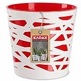 KADAX Macetero redondo de plástico, macetero para flores, plantas, balcón, jardinera para interiores, maceta ligera, maceta moderna (13 cm, rojo)