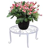 Taburete De Flores De Metal Taburete De Hierro con Soporte para Flores Soporte De Flores De Hierro Forjado Bonsai Taburete Para Plantas Con Soporte para Jardín Exterior Blanco 23 * 12cm (1 Pieza)