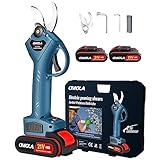 tijeras de podar electricas, con 2 piezas recargables de 21 V, 2 Ah 2000 mA con batería de litio y 2 cuchillas, diámetro de corte de 25 mm, 6 – 8 horas de trabajo