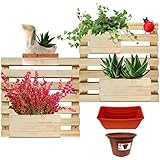 Jardín Vertical, Maceteros Decorativos Macetas Colgantes Interior y Exterior de Madera Grande para Pared Desplazables con 4 Pisos para Terraza Balcón Oficina Tienda (1 A Juego Completo Madera)