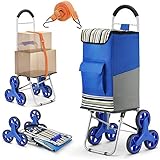 Popolic Carritos de Compra, Carrito de la Compra Escalada, Carros de Compra, 2 en 1 Carrito de Compras 6 Ruedas, Lavable, Altura 108 cm, Cada Lado 3 Ruedas, sin Ruido