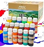 Artecho Pinturas Acrilicas 18 × 59 ml, Acrylic Paint Set, Impermeable y resistente a la luz, para Lienzos, Tela, Madera, Cristal, Piedras.