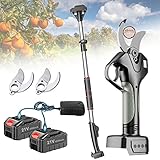 Tijeras electricas para podar sin cable,Tijera de podar Eléctrico de 45mm Podadora de Flores Podar con Pértiga de extensión,2x 4.5Ah Batería recargable y 1/2/3x Hojas de Repuesto ( Color : With Extens
