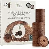 Sustrato deshidratado de fibra de coco con nutrientes – 40 unidades para plantas, macetas, huerto urbano y semilleros, sin turba – Tierra de coco OwnGrown