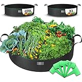 VOUNOT 3 Piezas Bolsas de Cultivo Huerto Urbano 200L, Maceta de Tela Cultivo de Patatas con Asas y Etiquetas de Plantas, Bolsa de Siembra no Tejida para Papas Tomates Fresas