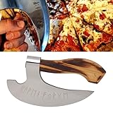 Hacha Cortadora de Pizza - Hacha Vikinga Hecha a Mano de Acero Inoxidable para Cortar Pizza con de Madera, Herramienta Cortadora de Cocina