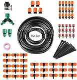 FIXKIT 30M Kit de Riego, Sistema de Riego, Adecuado para Riego de Jardines y Bricolaje, con Rociador Automático