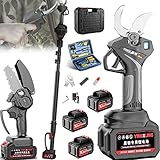 TAHALI Tijeras de podar eléctricas telescópicas, Tijeras de podar eléctricas con batería y Mango telescópico Diámetro de Corte 50mm Tijeras Profesionales sin Cable,Battery*3