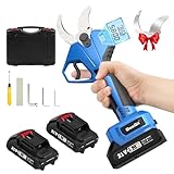 Tijeras de Podar Eléctricas Seesii Podadora 40mm para Jardín Cuchillas de Acero Japonés SK5 Motor sin Escobillas 2 Baterías 2000mAh Pantalla LCD Corte Preciso y Duradero