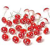 ENLACE Decoración de setas, 30 unidades de mini setas rojas, maceta de setas de jardín, decoración de setas, 2 cm x 1,7 cm, mini macetas de jardín para micropaisajes, decoración de jardín, plantas de
