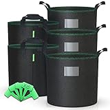 VOUNOT 5 Piezas Bolsas de Cultivo Plantas 30L, Maceta de Tela Cultivo de Patatas con Asas y Etiquetas de Plantas, Bolsa de Siembra no Tejida para Papas Tomates Fresas