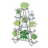 unho Estanterias para Macetas de Metal, Soporte para Plantas Escalera Macetas Estantería Decorativa Plantas Exterior Interior Salón Balcón Jardín 92,7x24,7x128,6cm