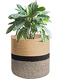 KMERCE Cesta para Plantas, macetas de Fibra de algodónc, Cestas Trenzadas Maceta con asa, Macetas para decoración Interior, Cesta Plegable de Almacenamiento para el hogar, diámetro de 20 cm