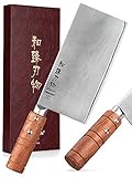 HEZHEN Acero Compuesto Cuchillas de Carne,Cuchillo de Cocina Chino, Hachas de Cocina,Mango de Padauk Madera