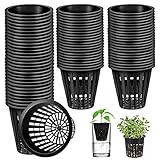 SAIJIAN 60 Piezas Maceta Hidropónica 5.5cm Cesta Hidropónico Maceta de Malla de Plástico Negro Copas de Plantas Maceta Red para Jardín Hidropónico para Plantas Hidropónicas y Cultivo Sin Suelo