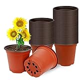 Vockvic 50 Piezas Macetas Plastico, Maceta Redonda de Seguro Pequeñas, Maceta de Semillas Multifuncional Portátil para Al Aire LibreJardín Plantas Plántulas 10 x 8cm