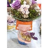 Jarrón Plant Mum con mini maceta + Bouquet Rosas Lilas Preservadas