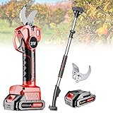 Tijera Eléctrica inalámbricas con Pértiga de extensión 2.1m,Tijeras de Podar Bateria Profesional LCD,podadora Recortadora de Ramas de árboles,Apto para 35MM (Color : 2 Battery, Size : 2 Blade)