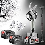 Tijeras de podar a batería 45MM Tijera eléctricas recargables sin cable para ramas de árboles,jardín,Podadera profesional 2.1M Pértiga de extensión (Color : 3 Battery, Size : 3 blade)