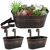 BOFUNX 2 PCS Maceta de Metal Colgante con Soporte Extraíble Cubo Macetero Plantador Vintage con Gancho Doble Decoración Exterior Balcón Jardín Patio Pared Terraza para Flores y Plantas