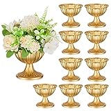 Sziqiqi 10 Pieces Jarrones Flores Dorado para Centros Decorativos de Mesa Boda - Pequeño de Metal Jarron Floreros Maceta para Flores Boda Fiesta Cumpleaños Ceremonia Navidad Comunion Eventos Pascua