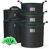 VOUNOT 5 Piezas Bolsas de Cultivo Plantas 65L, Maceta de Tela Cultivo de Patatas con Asas y Etiquetas de Plantas, Bolsa de Siembra no Tejida para Papas Tomates Fresas